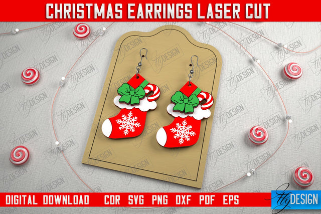 Christmas Earrings | Jewelry | Christmas Gift | Holiday Gift Idea | CNC File SVG Fly Design 