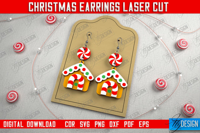Christmas Earrings | Jewelry | Christmas Gift | Holiday Gift Idea | CNC File SVG Fly Design 