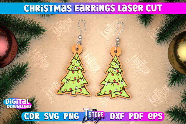 Christmas Earrings | Jewelry Design | Christmas Gift Idea | CNC File SVG The T Store Design 
