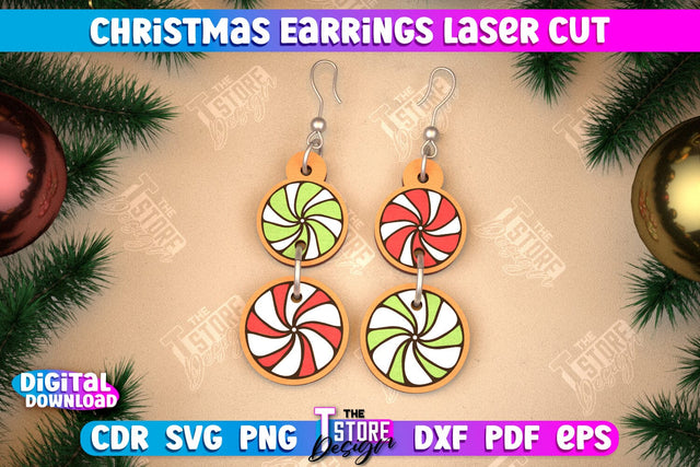 Christmas Earrings | Jewelry Design | Christmas Gift Idea | CNC File SVG The T Store Design 