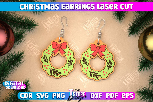 Christmas Earrings | Jewelry Design | Christmas Gift Idea | CNC File SVG The T Store Design 