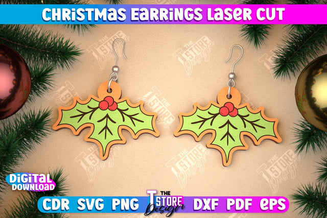 Christmas Earrings | Jewelry Design | Christmas Gift Idea | CNC File SVG The T Store Design 