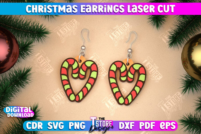 Christmas Earrings | Jewelry Design | Christmas Gift Idea | CNC File SVG The T Store Design 