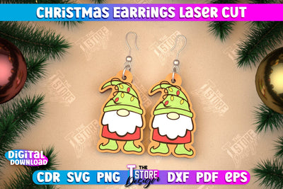 Christmas Earrings | Jewelry Design | Christmas Gift Idea | CNC File SVG The T Store Design 