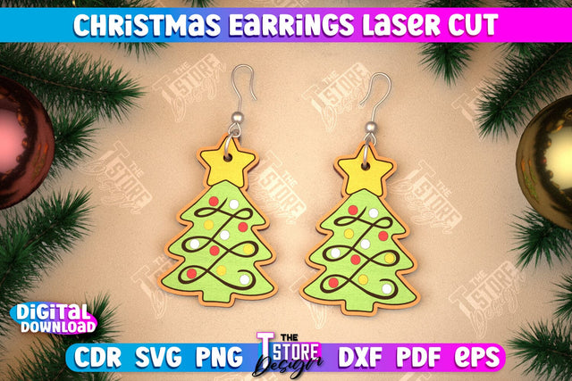 Christmas Earrings | Jewelry Design | Christmas Gift Idea | CNC File SVG The T Store Design 
