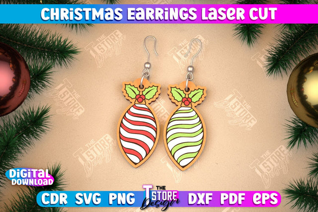 Christmas Earrings | Jewelry Design | Christmas Gift Idea | CNC File SVG The T Store Design 