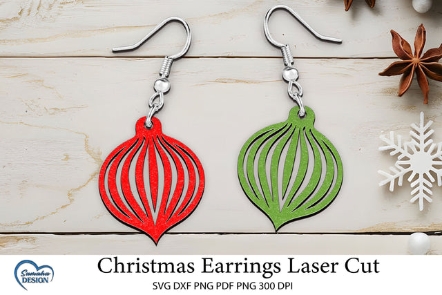 Christmas Earrings Laser Cut. Christmas Ball Laser Cut. SVG Samaha Design 