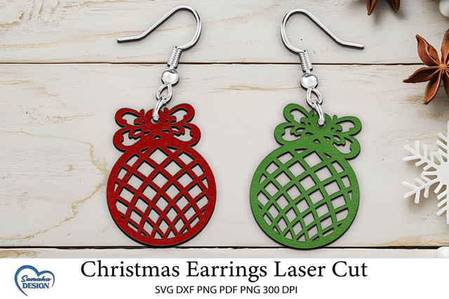 Christmas Earrings Laser Cut. Christmas Ball Laser Cut. SVG Samaha Design 