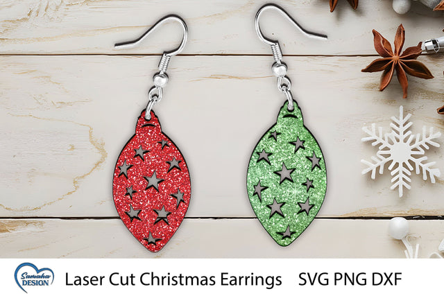 Christmas Earrings Laser Cut. Christmas Ball Laser Cut. SVG Samaha Design 