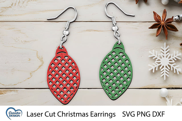 Christmas Earrings Laser Cut. Christmas Ball Laser Cut. SVG Samaha Design 