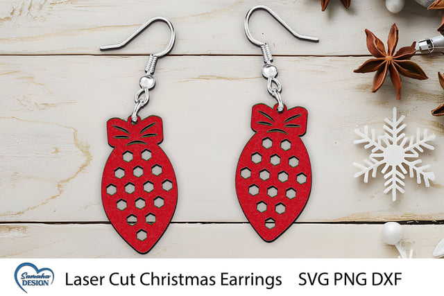 Christmas Earrings Laser Cut. Christmas Ball Laser Cut. SVG Samaha Design 