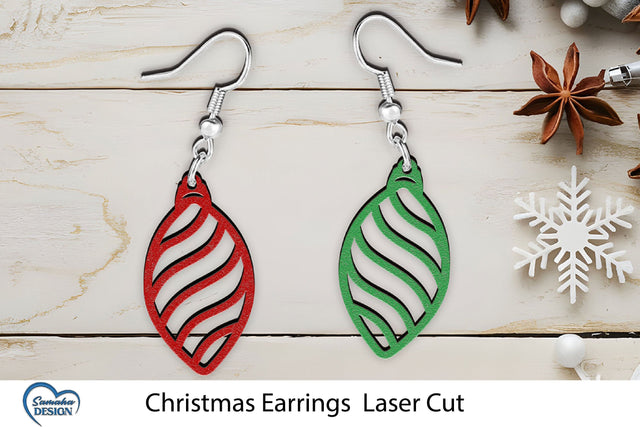 Christmas Earrings Laser Cut. Christmas Ball Laser Cut. SVG Samaha Design 