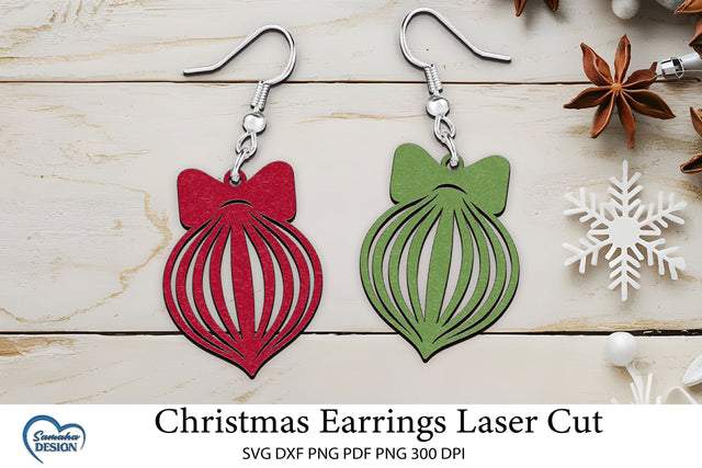 Christmas Earrings Laser Cut. Christmas Ball Laser Cut. SVG Samaha Design 