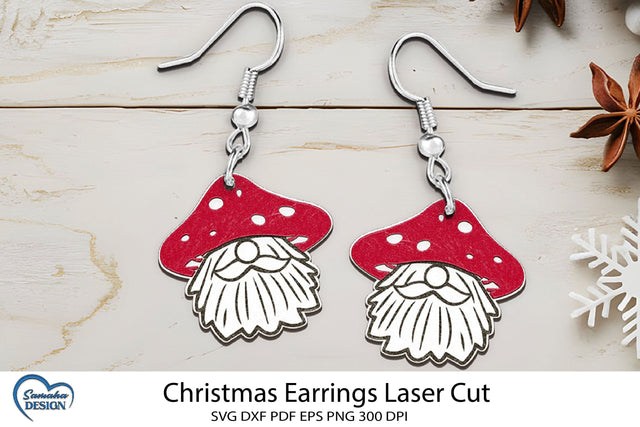 Christmas Earrings Laser Cut. Christmas Elf Laser Cut. SVG Samaha Design 