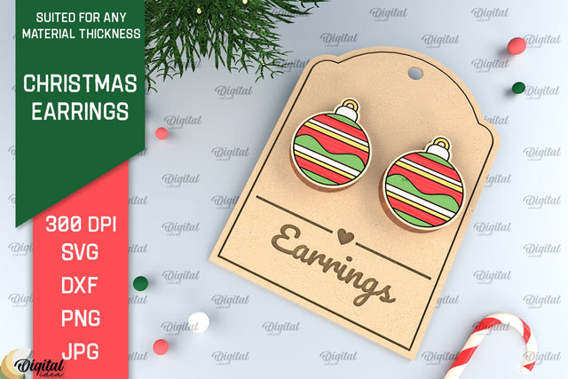 Christmas Earrings Laser Cut. Christmas Jewelry SVG SVG Evgenyia Guschina 