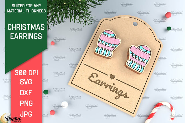 Christmas Earrings Laser Cut. Christmas Jewelry SVG SVG Evgenyia Guschina 