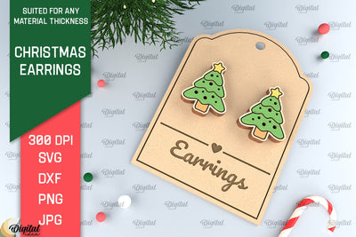 Christmas Earrings Laser Cut. Christmas Jewelry SVG SVG Evgenyia Guschina 