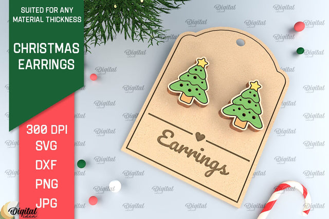 Christmas Earrings Laser Cut. Christmas Jewelry SVG SVG Evgenyia Guschina 