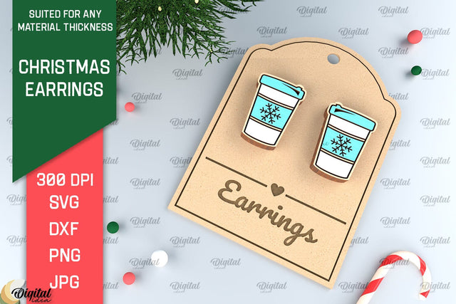 Christmas Earrings Laser Cut. Christmas Jewelry SVG SVG Evgenyia Guschina 