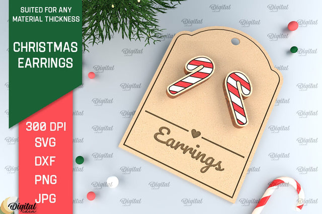 Christmas Earrings Laser Cut. Christmas Jewelry SVG SVG Evgenyia Guschina 