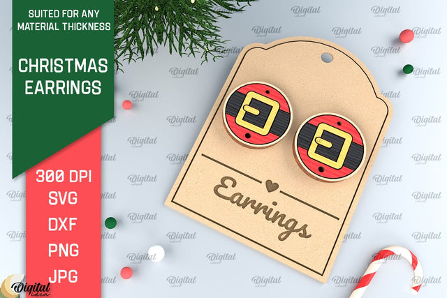 Christmas Earrings Laser Cut. Christmas Jewelry SVG SVG Evgenyia Guschina 