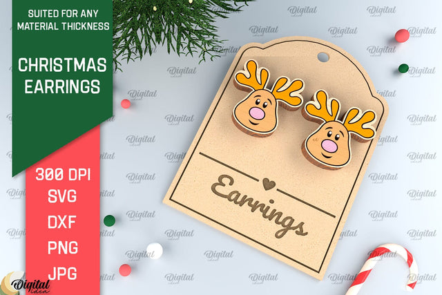 Christmas Earrings Laser Cut. Christmas Jewelry SVG SVG Evgenyia Guschina 