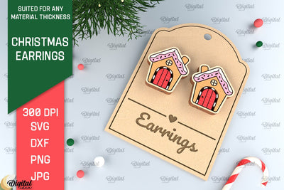Christmas Earrings Laser Cut. Christmas Jewelry SVG SVG Evgenyia Guschina 