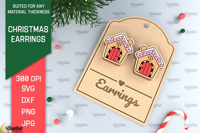 Christmas Earrings Laser Cut. Christmas Jewelry SVG SVG Evgenyia Guschina 