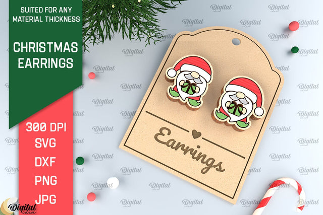 Christmas Earrings Laser Cut. Christmas Jewelry SVG SVG Evgenyia Guschina 