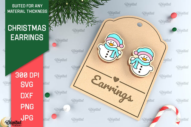Christmas Earrings Laser Cut. Christmas Jewelry SVG SVG Evgenyia Guschina 