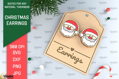 Christmas Earrings Laser Cut. Christmas Jewelry SVG SVG Evgenyia Guschina 