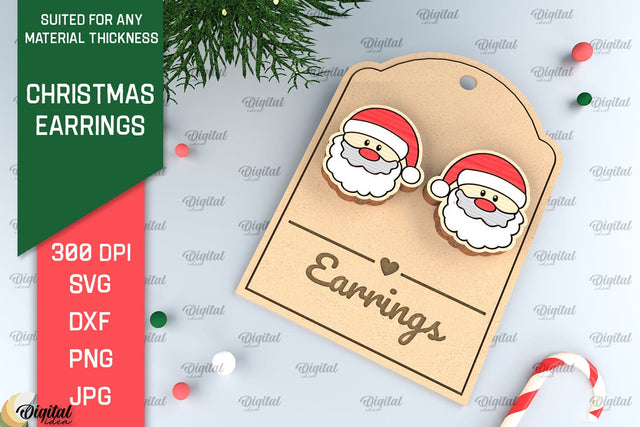 Christmas Earrings Laser Cut. Christmas Jewelry SVG SVG Evgenyia Guschina 