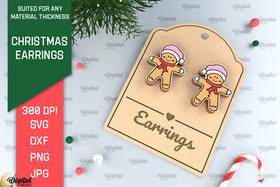 Christmas Earrings Laser Cut. Christmas Jewelry SVG SVG Evgenyia Guschina 