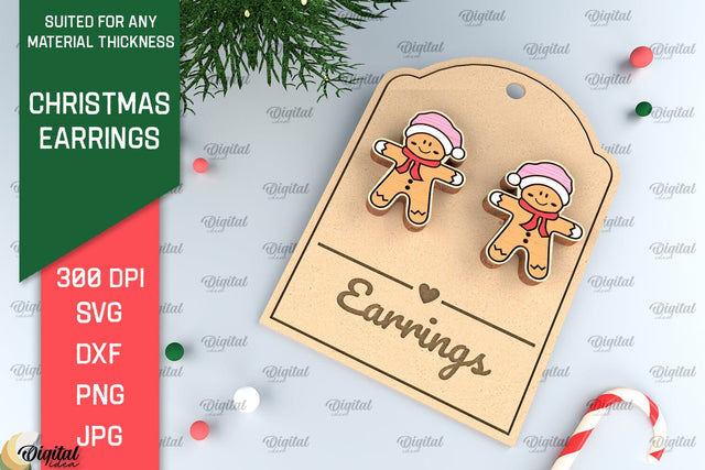 Christmas Earrings Laser Cut. Christmas Jewelry SVG SVG Evgenyia Guschina 