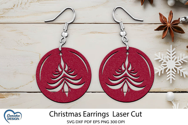 Christmas Earrings Laser Cut. Christmas Snowflake Laser cut. SVG Samaha Design 