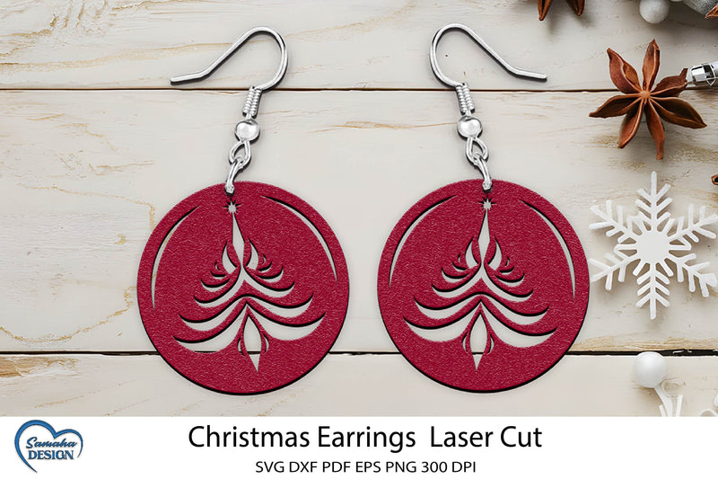 Christmas Earrings Laser Cut. Christmas Snowflake Laser cut. SVG Samaha Design 