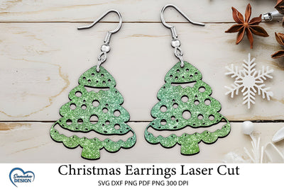 Christmas Earrings Laser Cut. Christmas Tree Laser Cut. SVG Samaha Design 