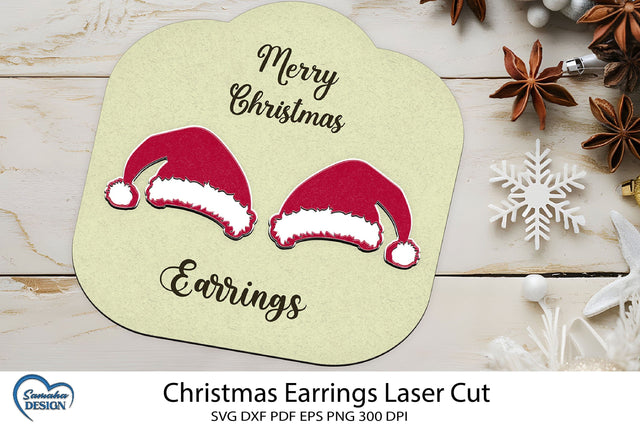 Christmas Earrings Laser Cut. Laser Cut earrings SVG. SVG Samaha Design 