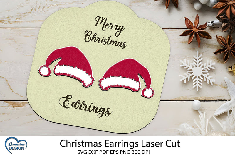Christmas Earrings Laser Cut. Laser Cut earrings SVG. SVG Samaha Design 