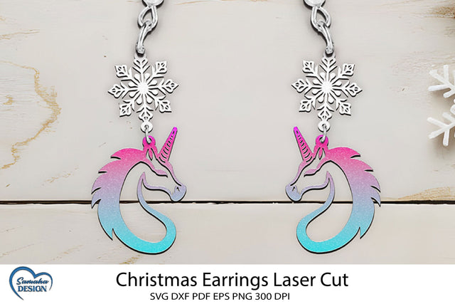 Christmas Earrings Laser Cut. Laser Cut earrings SVG. SVG Samaha Design 