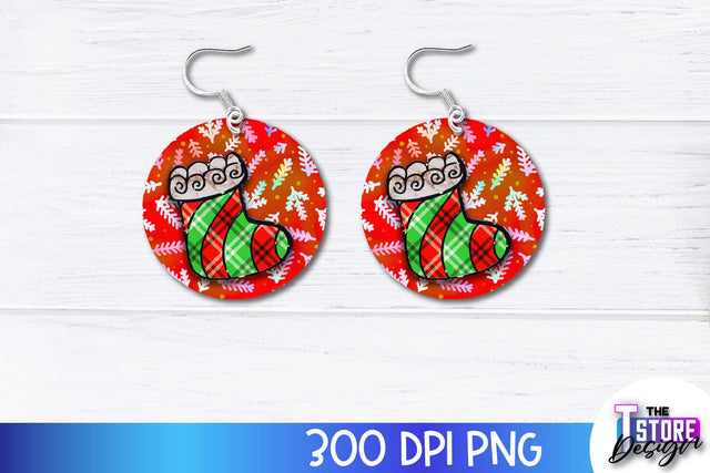 Christmas Earrings Sublimation Design | Accessories PND Design | Earrings PNG Sublimation The T Store Design 
