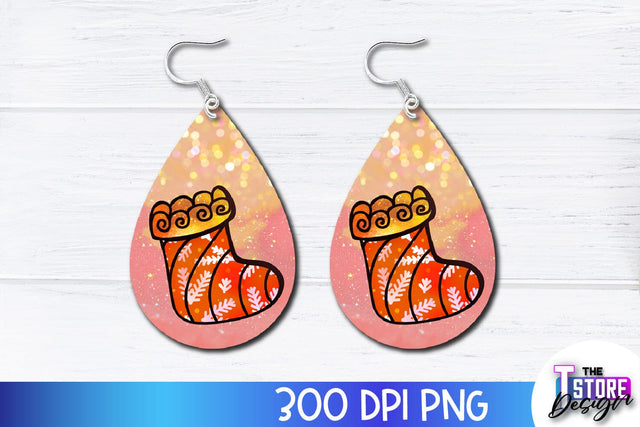 Christmas Earrings Sublimation Design | Accessories PND Design | Earrings PNG Sublimation The T Store Design 