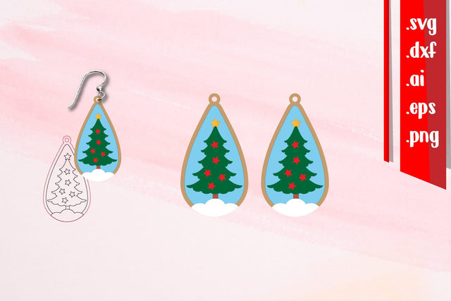 Christmas Earrings|Cut and Score Earrings SVG zafrans studio 