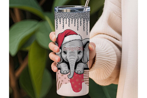 Christmas Elephant Tumbler Wrap Sublimation DesignSVG 