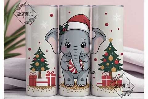 Christmas Elephant Tumbler Wrap Sublimation sassyprint 