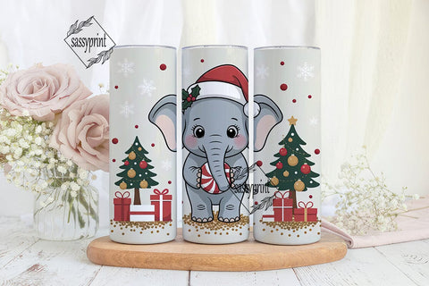 Christmas Elephant Tumbler Wrap Sublimation sassyprint 