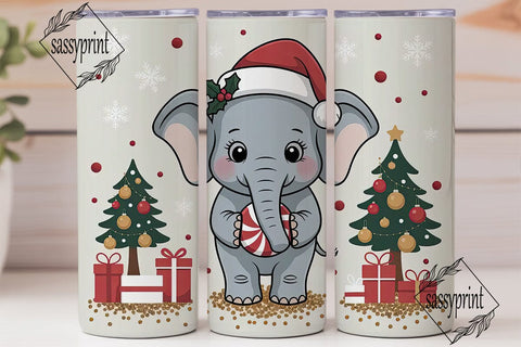 Christmas Elephant Tumbler Wrap Sublimation sassyprint 