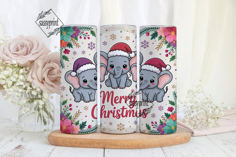 Christmas Elephants 20oz Tumbler Wrap Sublimation sassyprint 