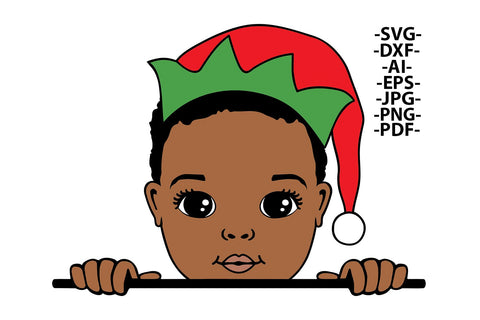 Christmas Elf Baby Clipart with Red and Green Hat in SVG PNG JPG PDF DXF AI EPS Formats for Sublimation Cricut Crafts Holiday Decor and Cards SVG 1uniqueminute 