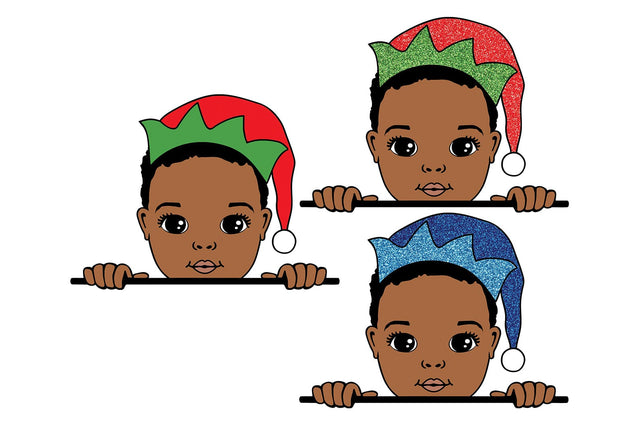 Christmas Elf Baby Clipart with Red and Green Hat in SVG PNG JPG PDF DXF AI EPS Formats for Sublimation Cricut Crafts Holiday Decor and Cards SVG 1uniqueminute 
